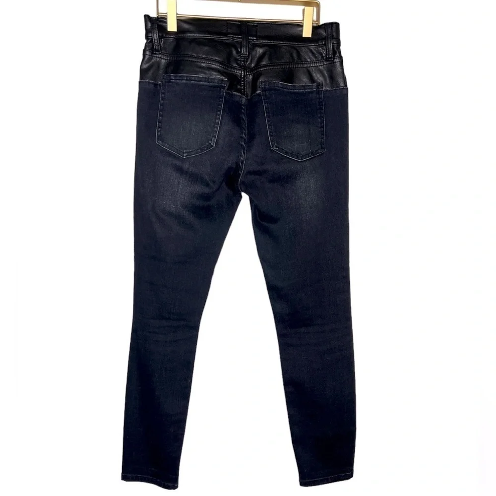 Current/Elliott The Fused High Rise Vegan Leather Contrast Stiletto Jean